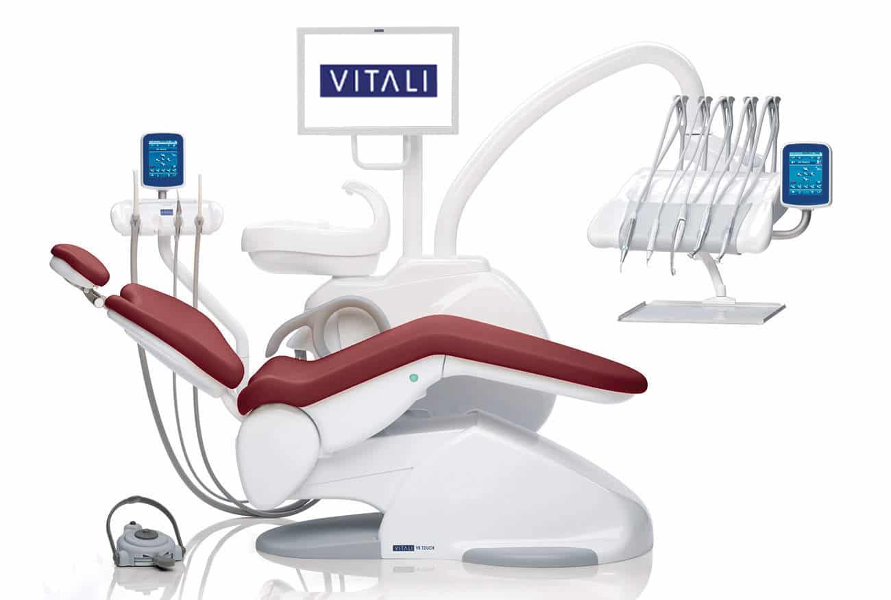 riunito odontoiatrico V8-touch rosso
